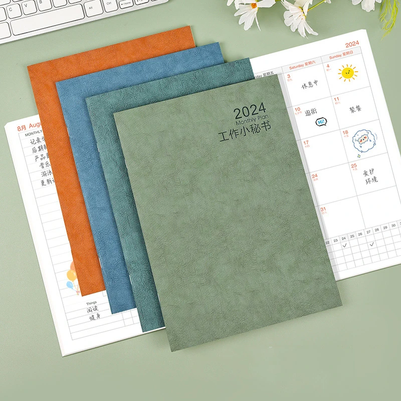 

2024 Palace Patter Notebooks Solid Calendar Agenda Notepads Kawaii Monthly Budget Planner Portable Diary Schedules Organizers