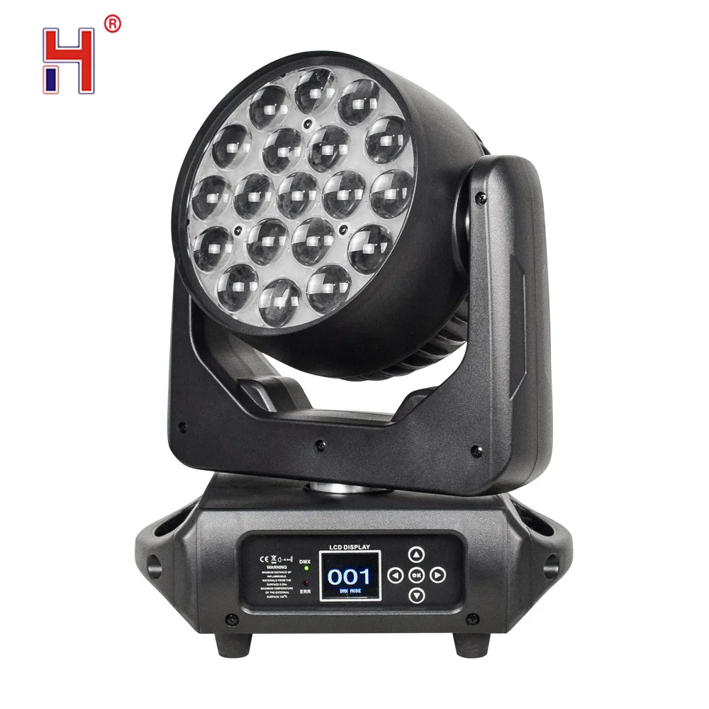 HongYi светодиодный светильник с подвижной головкой 19x15 Вт RGBW 4в1 Lyre Beam Wash Zoom Circle DMX