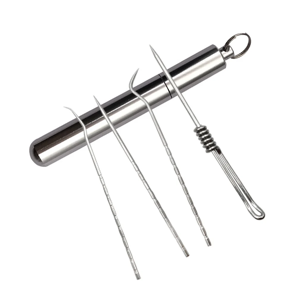 

Toothpick Tooth Holder Reusable Stainless Set Pocket Cleaning Steel Metal Accessory Toothpicks Keychain Care Stick Tube Aluminum