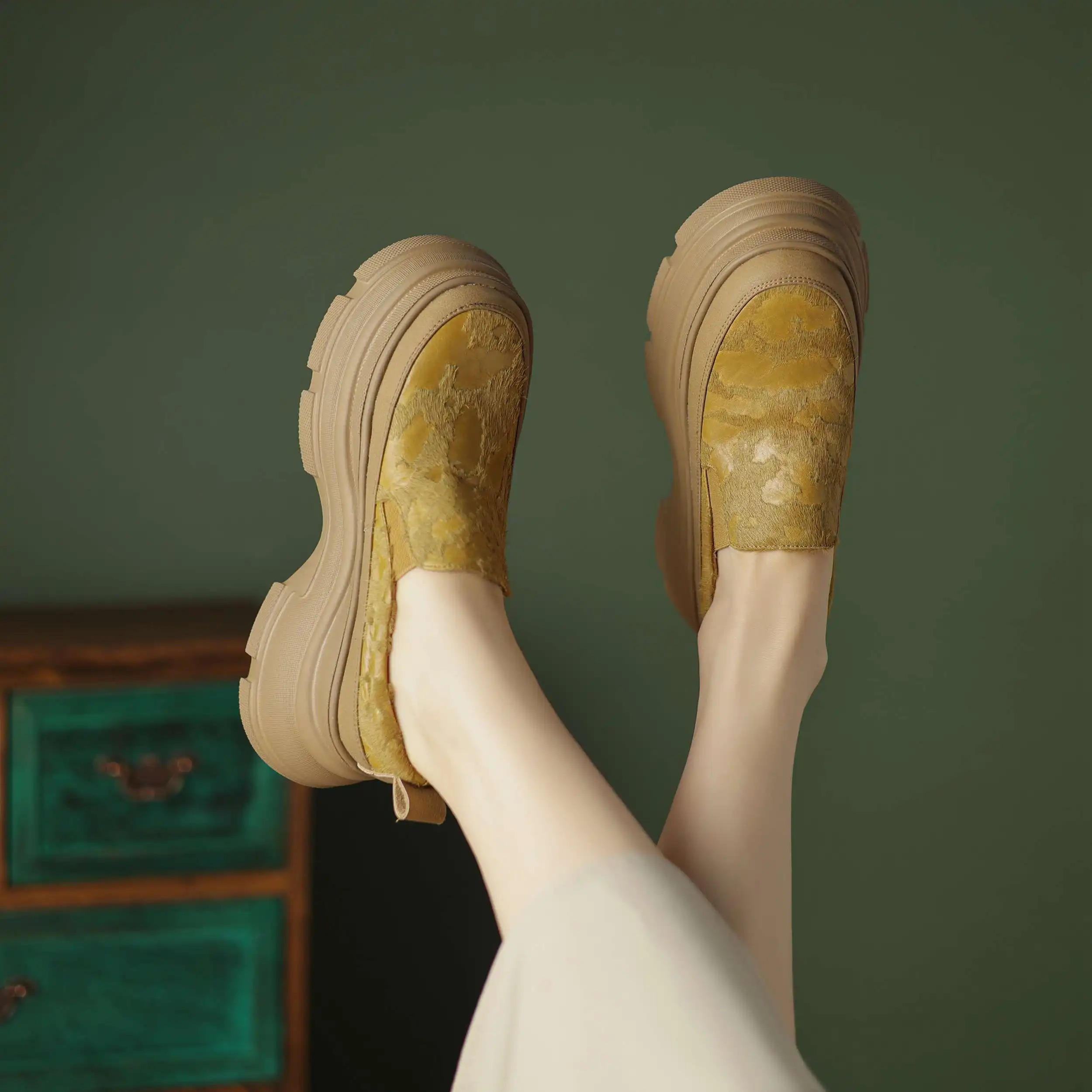 Туфли Lanxuryee женские на платформе Вулканизированная подошва круглый носок