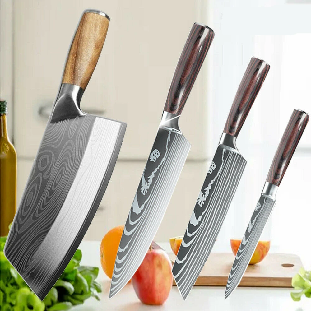 

Professional Kitchen Knife Set Forged Damascus Kitchen Knives Stainless Steel Chinese Meat Chopping Cleaver Slicing Chef Knife