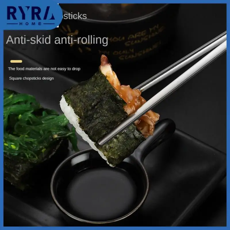 

Non-slip Luxury Style Single Person Chopstick Wood Grain Handle Tableware Practical Chopsticks Set Anti-rolling Beautiful