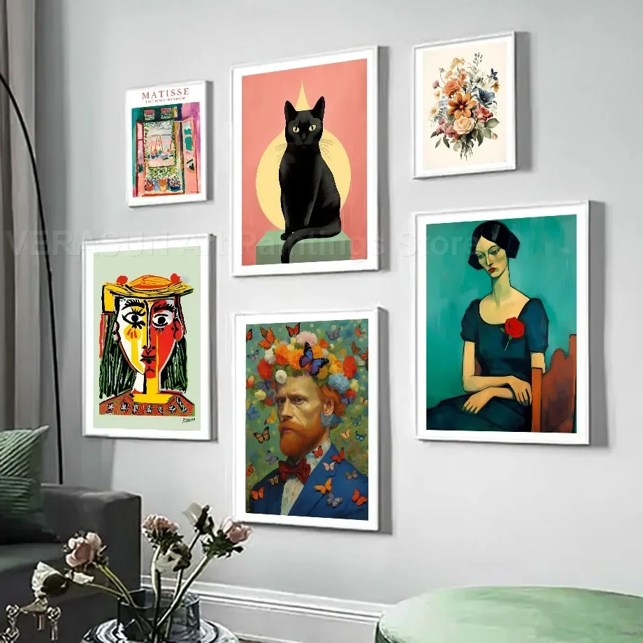 Настенная картина Пикассо матиссе Бабочка змея журавль Черный кот цветочное