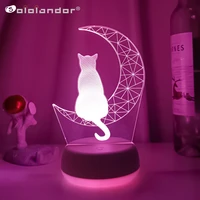 newest 3d acrylic led night light moon cat figure nightlight for kid child bedroom sleep lights gift for home decor table lamps