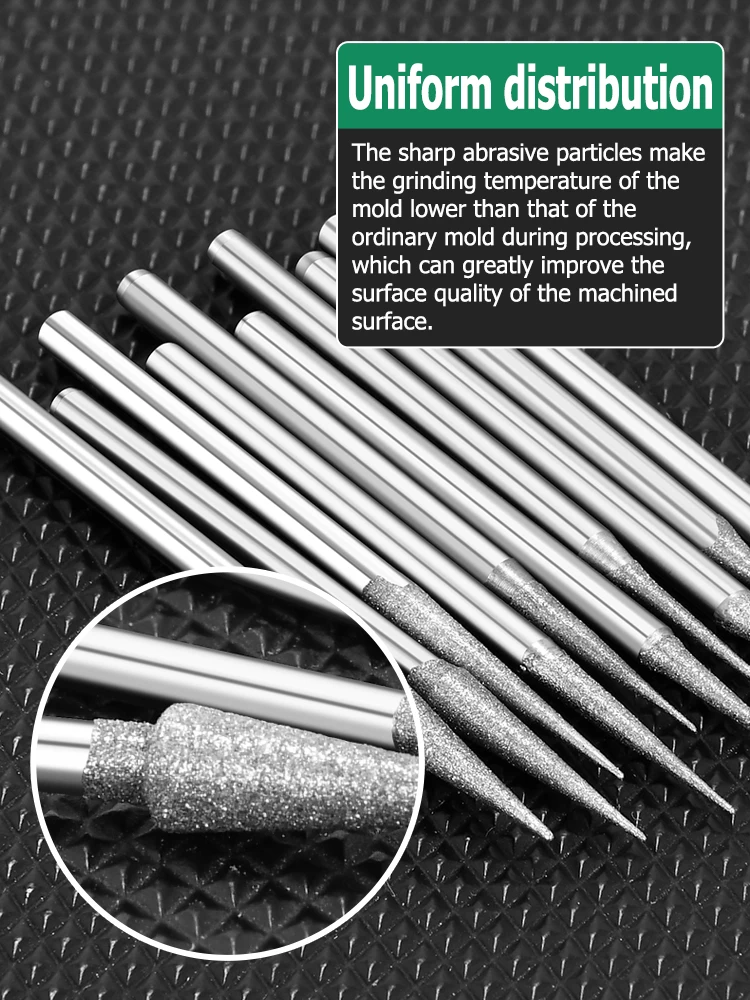 5 шт. 0 5-4 мм Алмазная заостренная Шлифовальная головка D-игла 2 35 хвостовик сверла