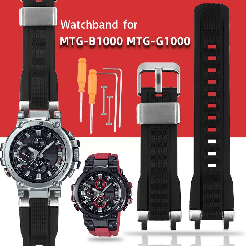 

Rubber watch strap for Casio Watch band metal stainless steel belt MTG-B1000/ G1000 series tape resin accessories men's bracelet