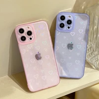 holographic laser love hearts glitter clear phone case for iphone 12 13 11 pro x xr xs max 7 8 plus se2 transparent soft cover