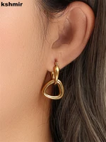 2022 fashionable metallic gold fashion light luxury temperament earring ornaments geometric triangle ring buckle earrings