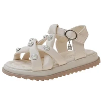 girls pearl sandals solid pu leather summer princess shoes baby toddler anti slip soft bottom shoes children fashion sandals