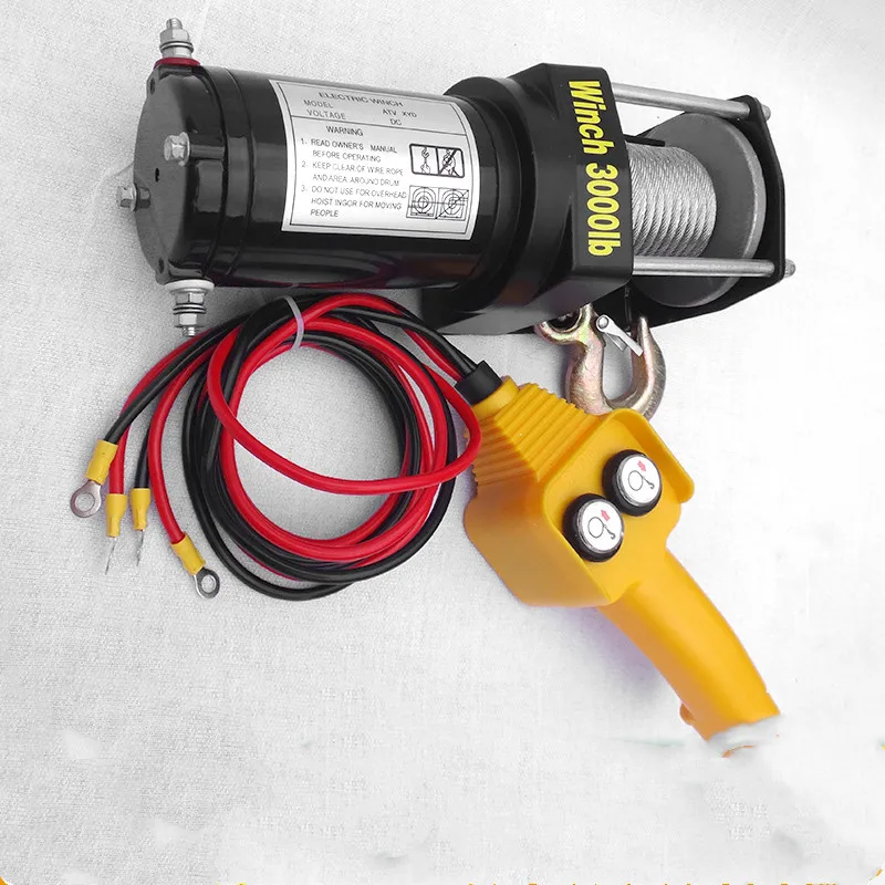 Electric winch 12v24v vehicle-mounted small winch self-rescue lifting 1 ton car winch traction hoist