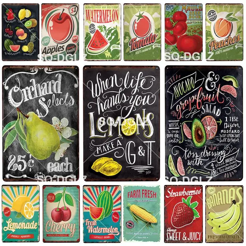 

Avocado Plaque Tin Sign Metal Sign Vintage Bar Decoration Fruits Home Decor Wall Sticker Pub Painting Restaurant Poster Gift