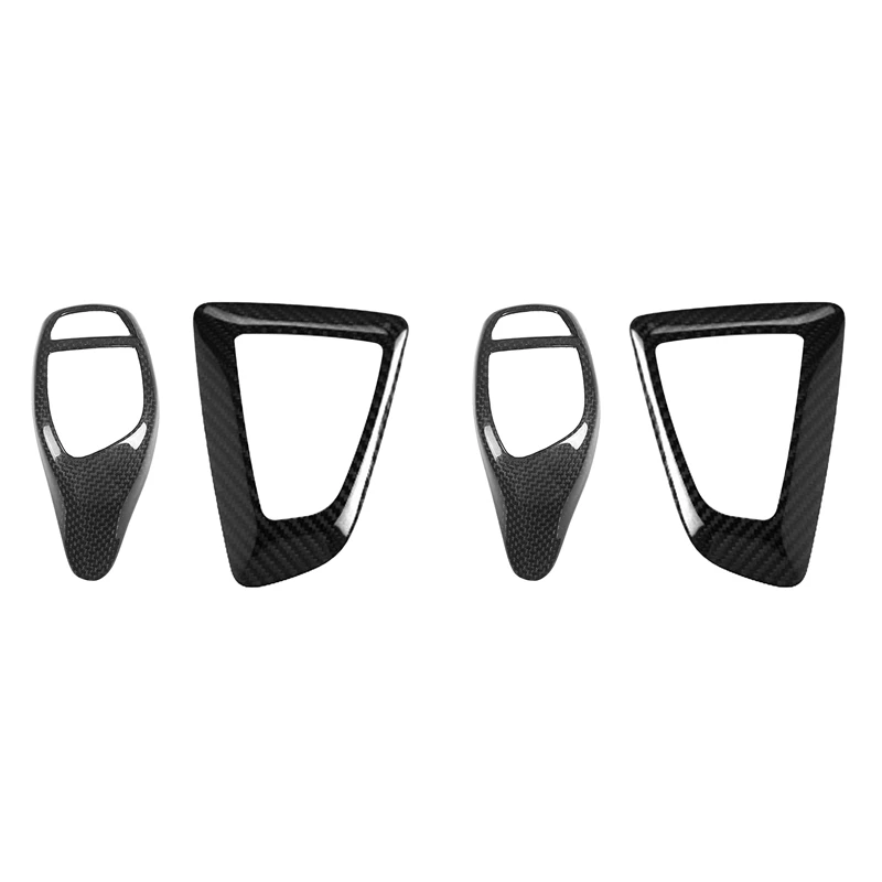 

2Pcs Real Carbon Fiber Gear Shift Knob Trim Cover Stickers Panel Frame for-BMW F10 F20 F30 F32 F36 F12 X5 F15 X6