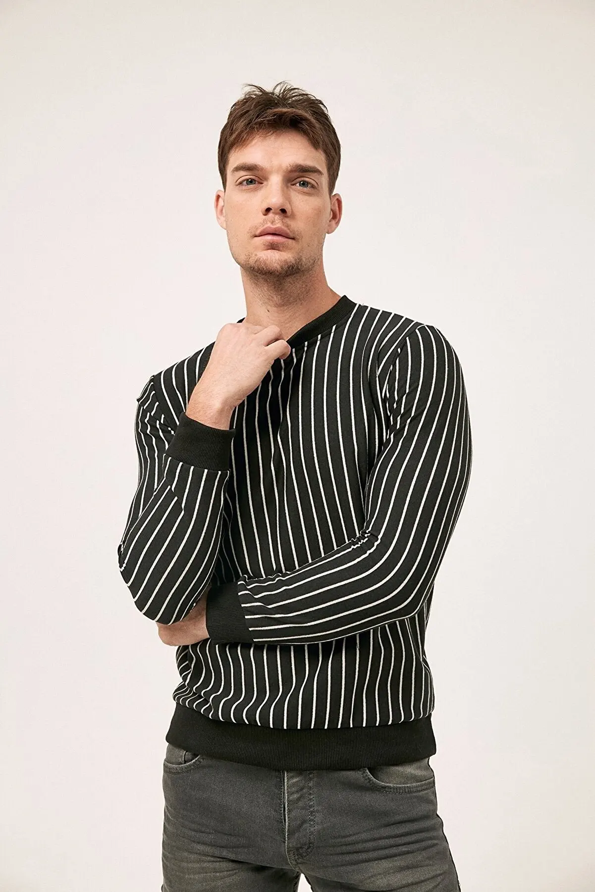

Round collar sweatshirt striped ball Trend Sports Fashion Sweatshirts For Men Streetwear 144400367