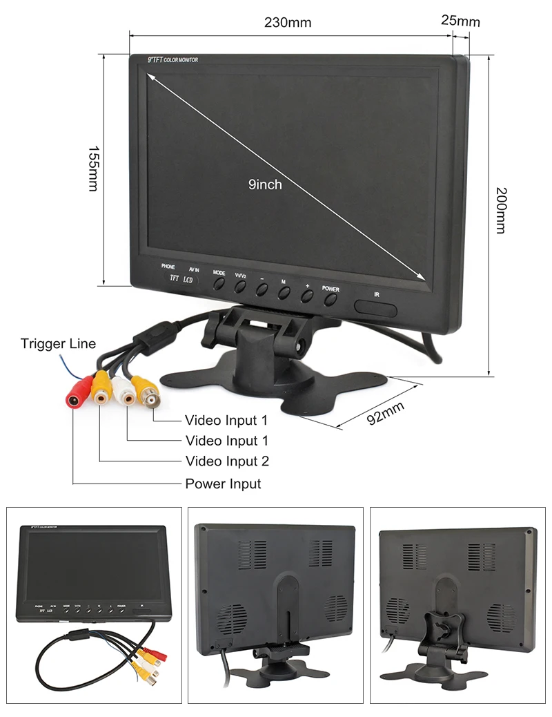 ЖК-монитор для автомобиля с BNC / AV входом | Безопасность и защита