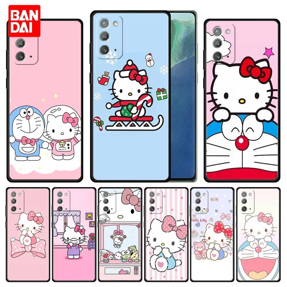 

Cartoon Hello Kitty Cat Case for Samsung Galaxy Note 20 10 9 8 S21 S20 FE Plus Ultra Lite 4G 5G Funda Cover Black Capa Silicone
