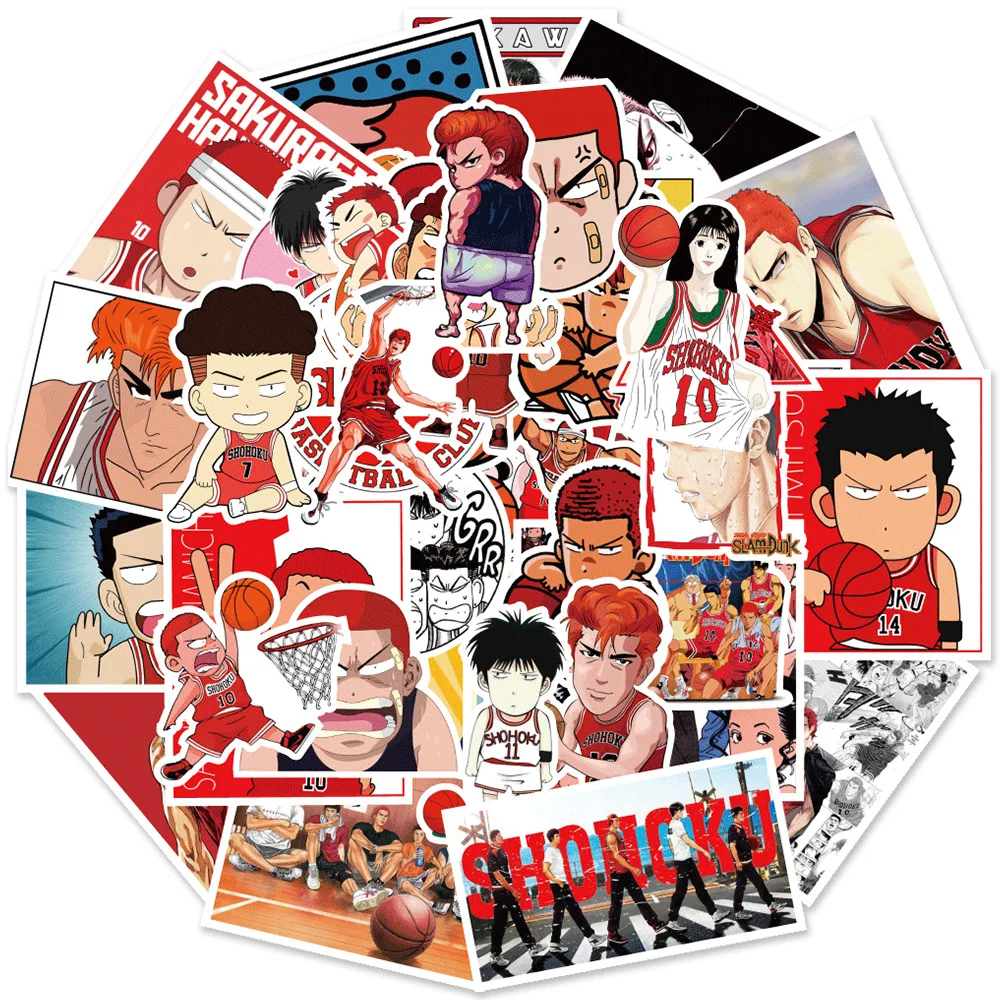 

50Pcs Slam Dunk Stickers Kaede Rukawa Sticker Diy Fridge Guitar Skateboard Car Laptop Phone Luggage Helmet Decal Kid Toy Gift