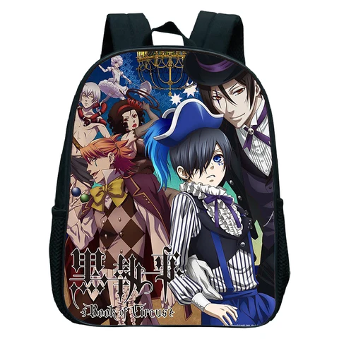 Новая школьная сумка черного дворецкого в стиле аниме для дошкольников, мальчиков и девочек, 12 дюймов, школьные ранцы для детского сада, детские ортопедические рюкзаки для детей 2-6 лет