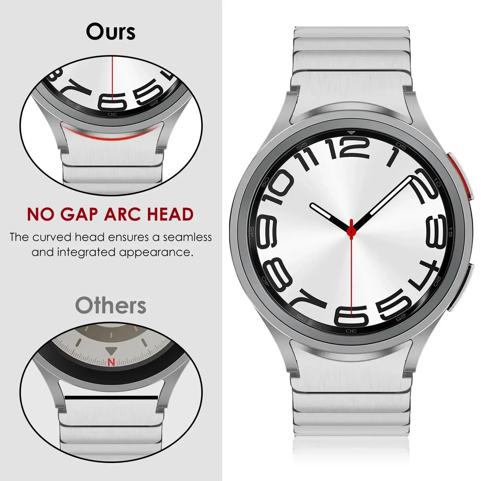Фото Ремешок из нержавеющей стали для Samsung Galaxy Watch 6/5/4 40 44 мм 6 Classic 43 мм 47 мм, металлический браслет без зазора для часов 5pro 45 мм №4