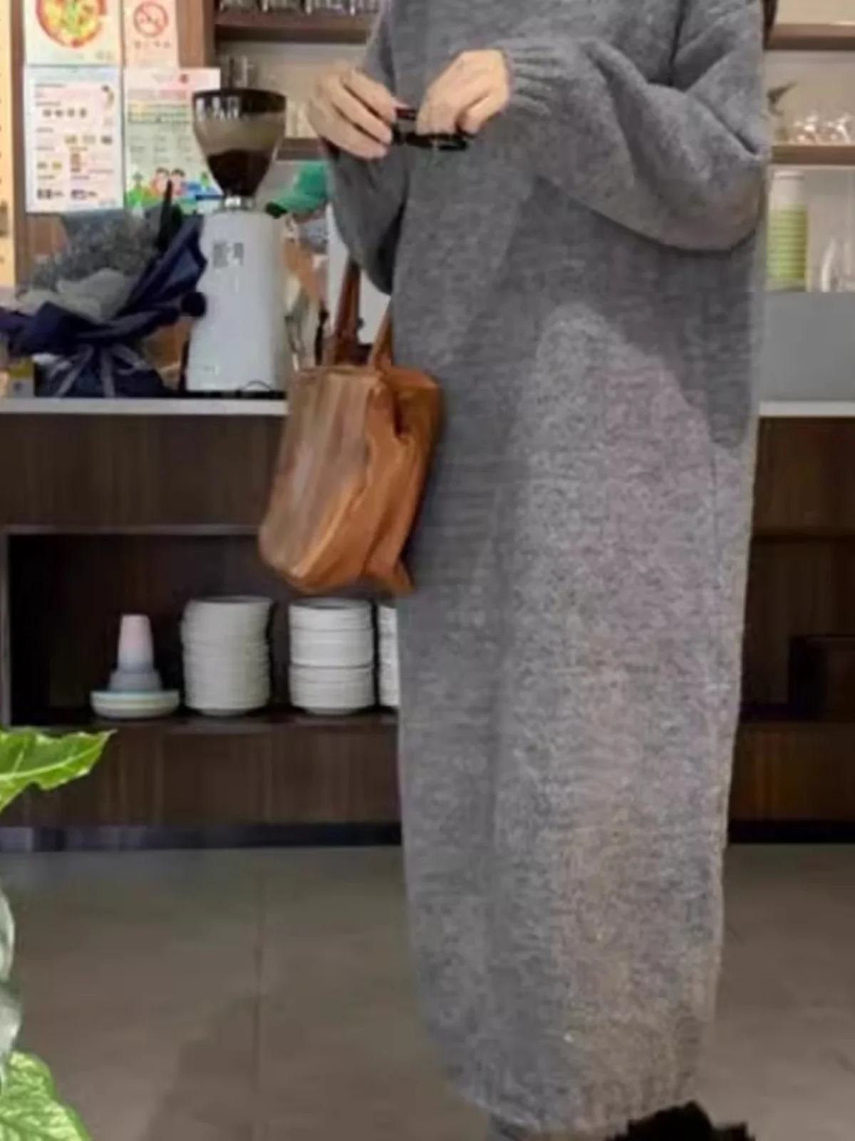 Long Bottoming Knitted dress Women Autumn and Winter New with Coat Inner wear Loose Lazy Hoodie Sweater Dress