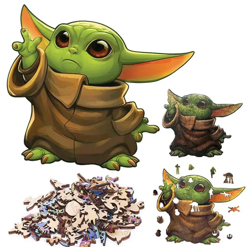 

120pcs Disney Star Wars Yoda Baby Alien Wooden Puzzle Children's Puzzle Irregular Flat Insert Toys Adult Decompression Puzzles