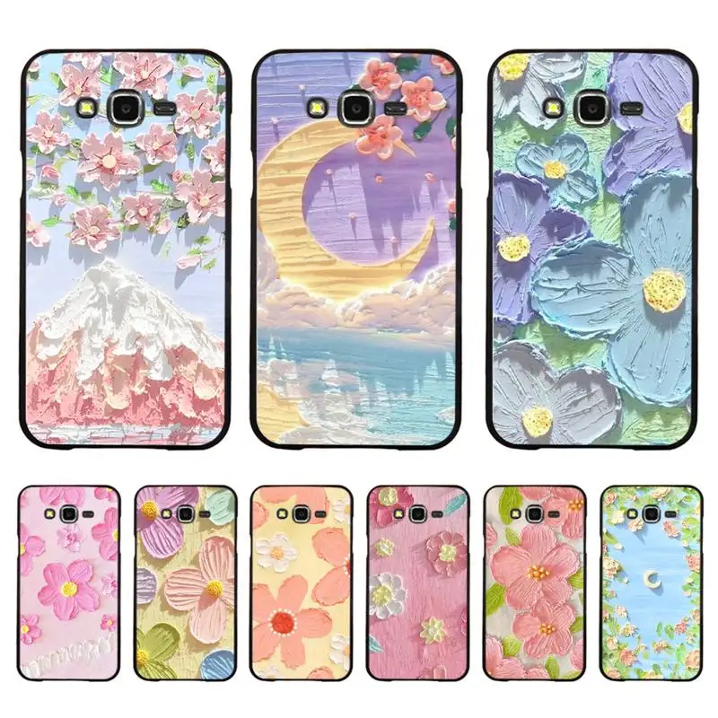 

INS Oil Painting Flowers Phone Case For Samsung Galaxy J 4plus J6 J5 J72016 J7prime cover for J7Core J6plus Back Coque