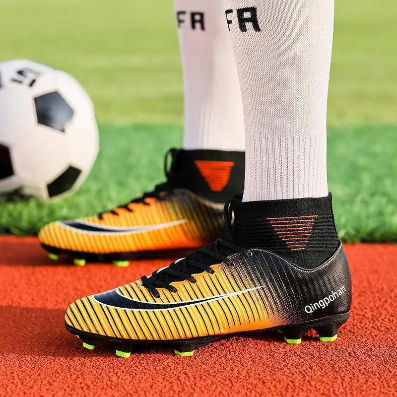 

Indoor Soccer Boots New High-top Football Shoes Male Student AG Broken Nails C Luo Dark Shoe Assassin TF Long Spike Anti-spike