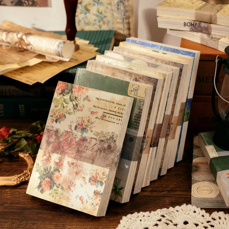 

100pcs/pack Vintage Twilight Material Paper Light Paper Retro Papers Deco Scrapbooking Journaling Album DIY Bookmarks