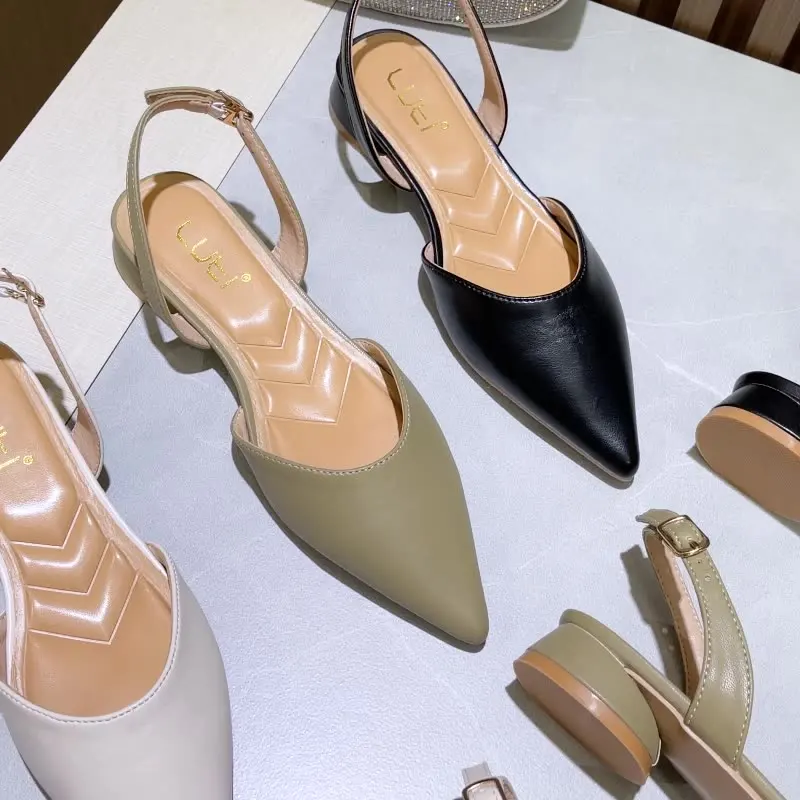 

Low Shoes Ladies' Slippers Rubber Hoof Heels Slides Rome Fabric Low Shoes Woman 2022 Slipper Hoof Heels Slides Rome Fabric