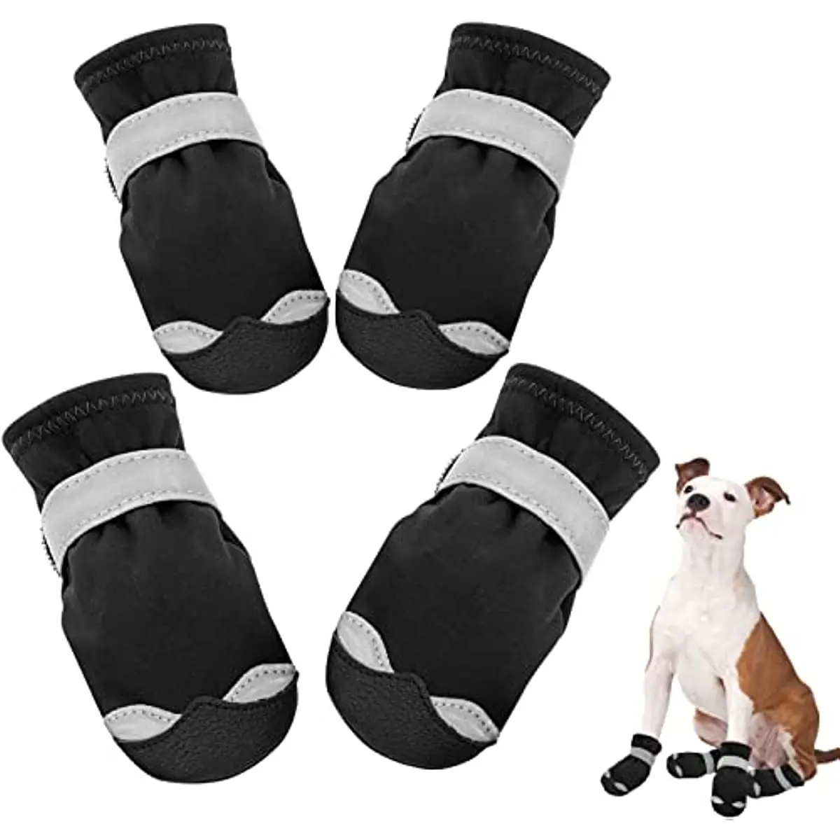 

Dog Boots Winter Snow Waterproof Paw Protector Pet Shoes with Reflective Straps and Non-Slip Sole Soft Lightweight Dog Footwear