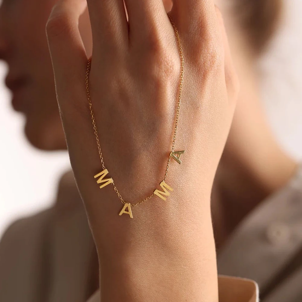 Orazio Customized Name Stainless Steel Necklace Custom MAMA Personalized Letter Choker Necklace Pendant Nameplate Gift Wholesale