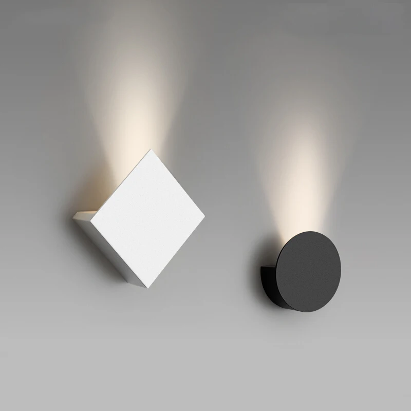 

LED Wall Lamp Square Bedroom Bedside Modern Simple TV Sofa Background Wall Lamp Entrance Porch Indoor White/Black 5W Wall Lamp