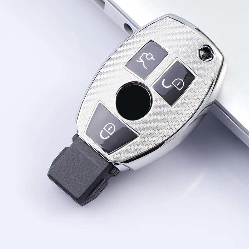 Carbon Fiber TPU Car Smart Key Case Cover for Mercedes Benz W205 W212 X166 W176 W211 W204 W222 W463 CLA GLC GLK Holder