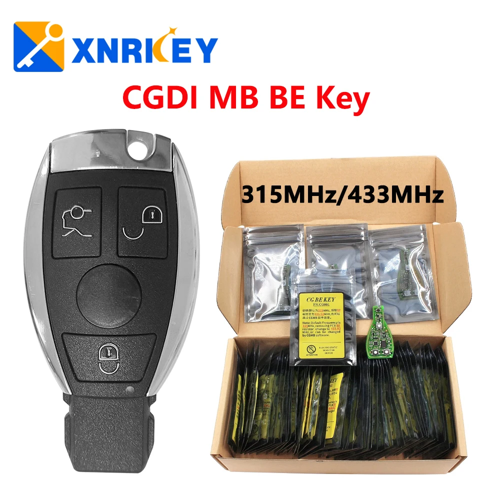 

XNRKEY Original CGDI MB BE Key 315/433Mhz for Mercedes Benz Work with CGDI MB Programmer Support All FBS3 and Automatic Recovery