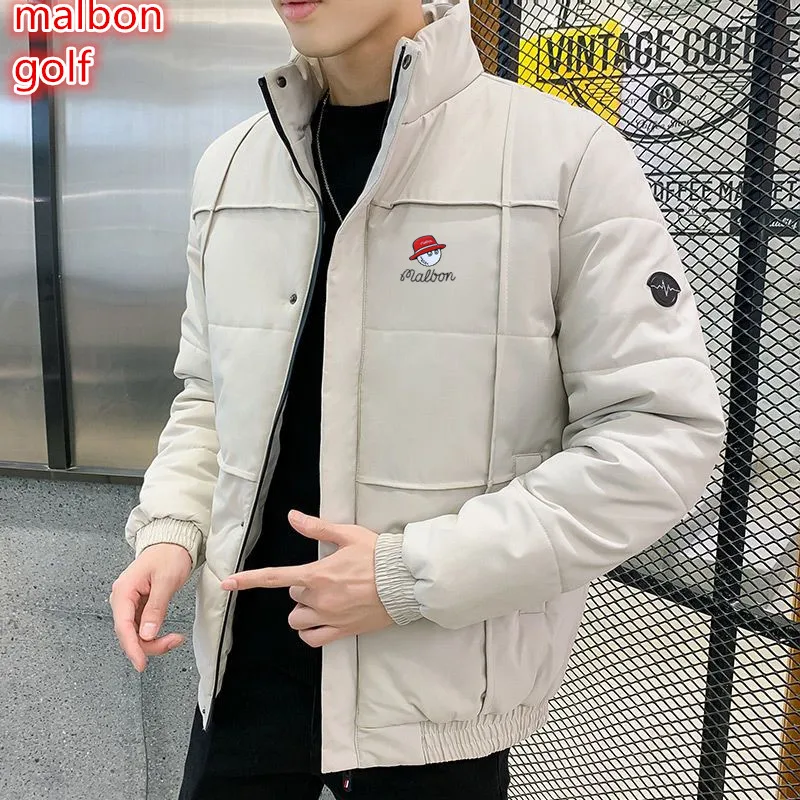 Winter Men Golf Jackets Windbreak Coat Horse Stand Collar Coat Men Golf Wear Down Cotton Keep Warm Men Malbon Golf Clothing