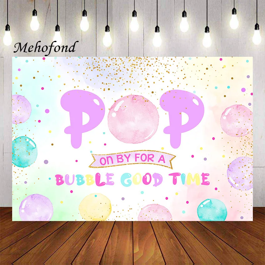 

Mehofond Photography Background Bubble Theme Baby Shower Girl Birthday Party Cake Table Decor Banner Backdrop Photo Studio Props