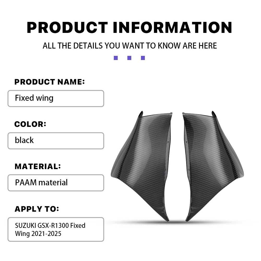 Для SUZUKI GSX-R1300 GSXR1300R GSXR1300S 2021-2025 мотоцикла передняя сторона с фиксированным крылом
