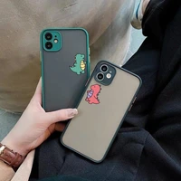 gykz cute cartoon dinosaur couple phone case for iphone 13 11 12 pro max x xs xr 6s se2020 7 8plus transparent hard matte fundas