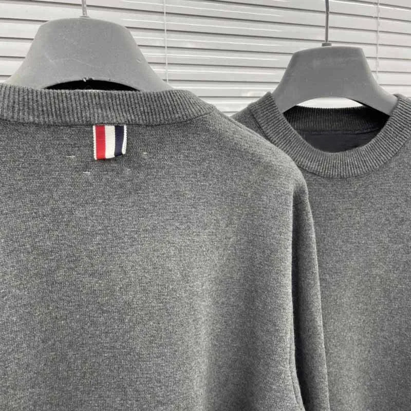 TB Woman Sweatshirts 2023 Sweet Korean O-neck Knitted Pullovers Thick Autumn Winter Sleeve White Striped Men Sweater