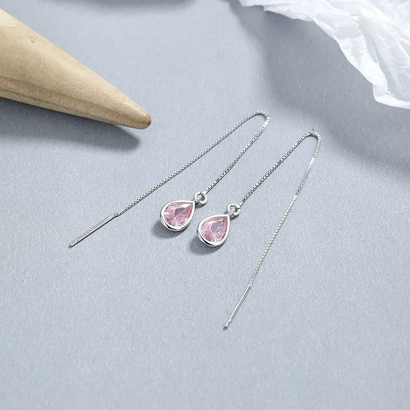 Женские серьги-подвески из серебра 925 пробы с цирконом