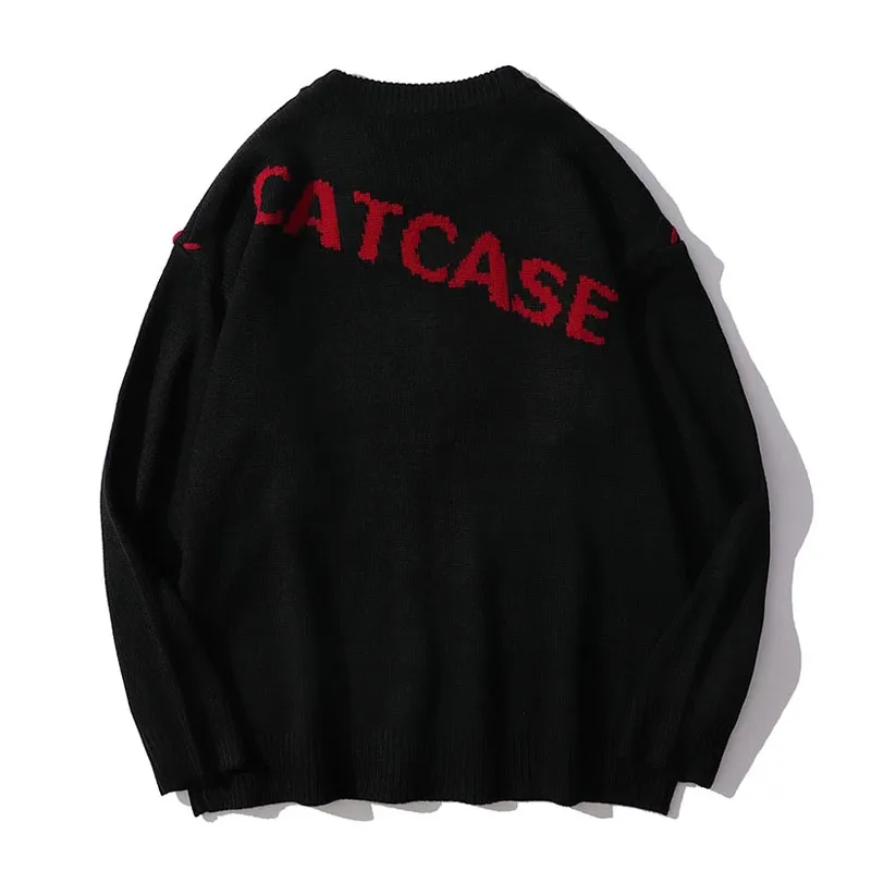 Свитер мужской вязаный в стиле Харадзюку пуловер хип-хоп с узором сердца и