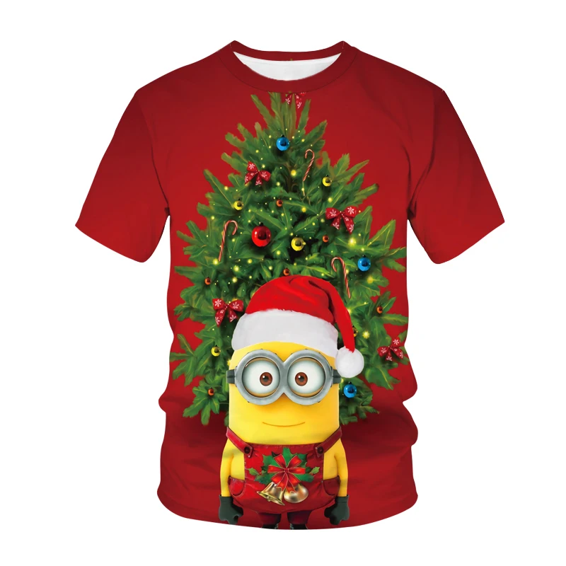 

New Tide Summer Fashion Christmas Pictures T-shirts Casual Print Tees Hip Hop Personality Round Neck Short Sleeve Tops