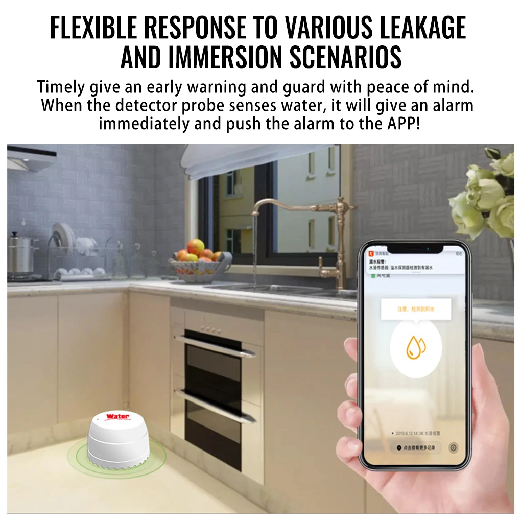 

Leak Detector Leakage Sensor Flood Alarm Smart Simple Operation LED Light 3V Functional Useful Overflow Warn Home Supplies