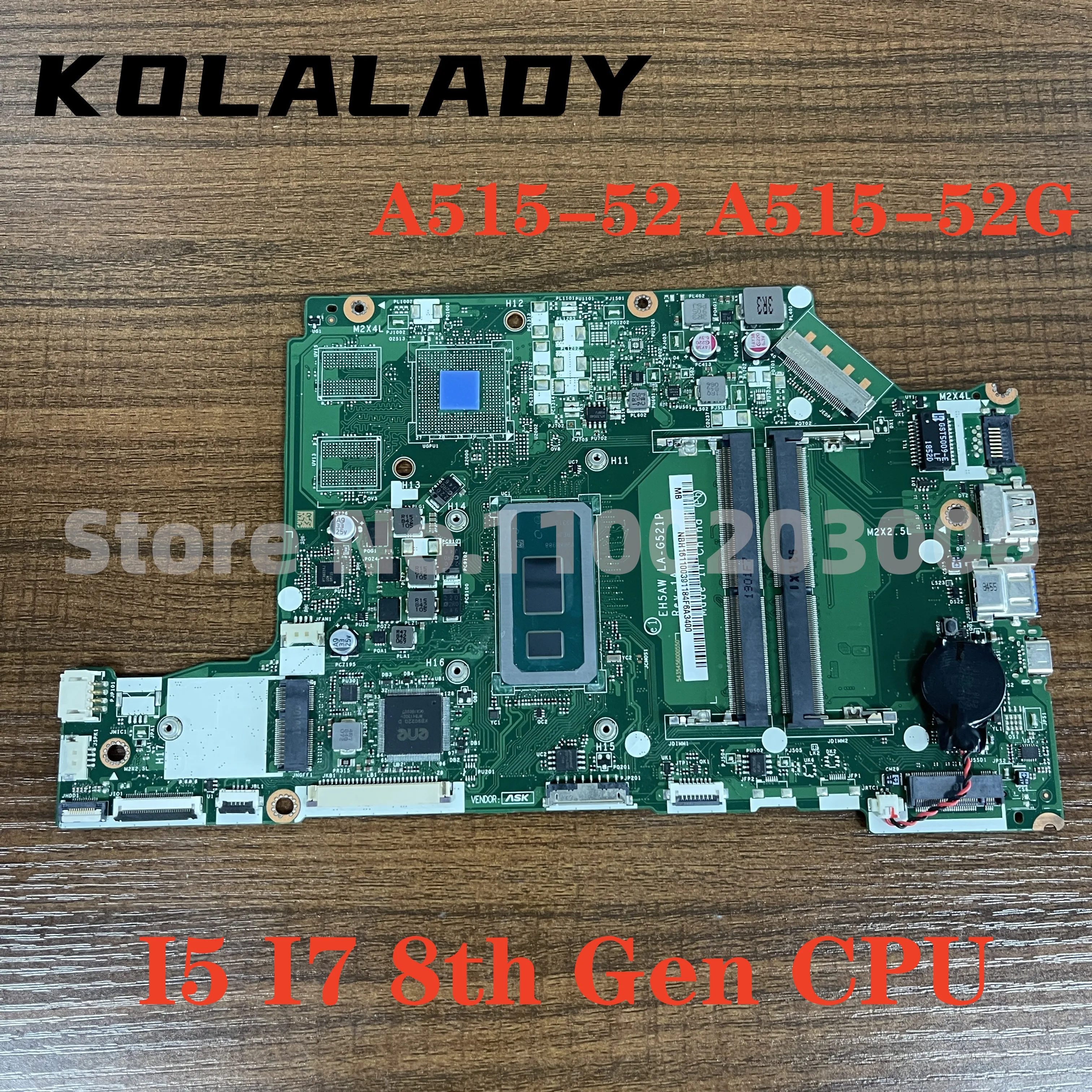 

NBH1611002 NB.H1611.002 EH5AW LA-G521P For ACER Aspire 5 A515-52 A515-52G Laptop Motheboard I5-8265U/I7-8565U CPU DDR4 mainboard