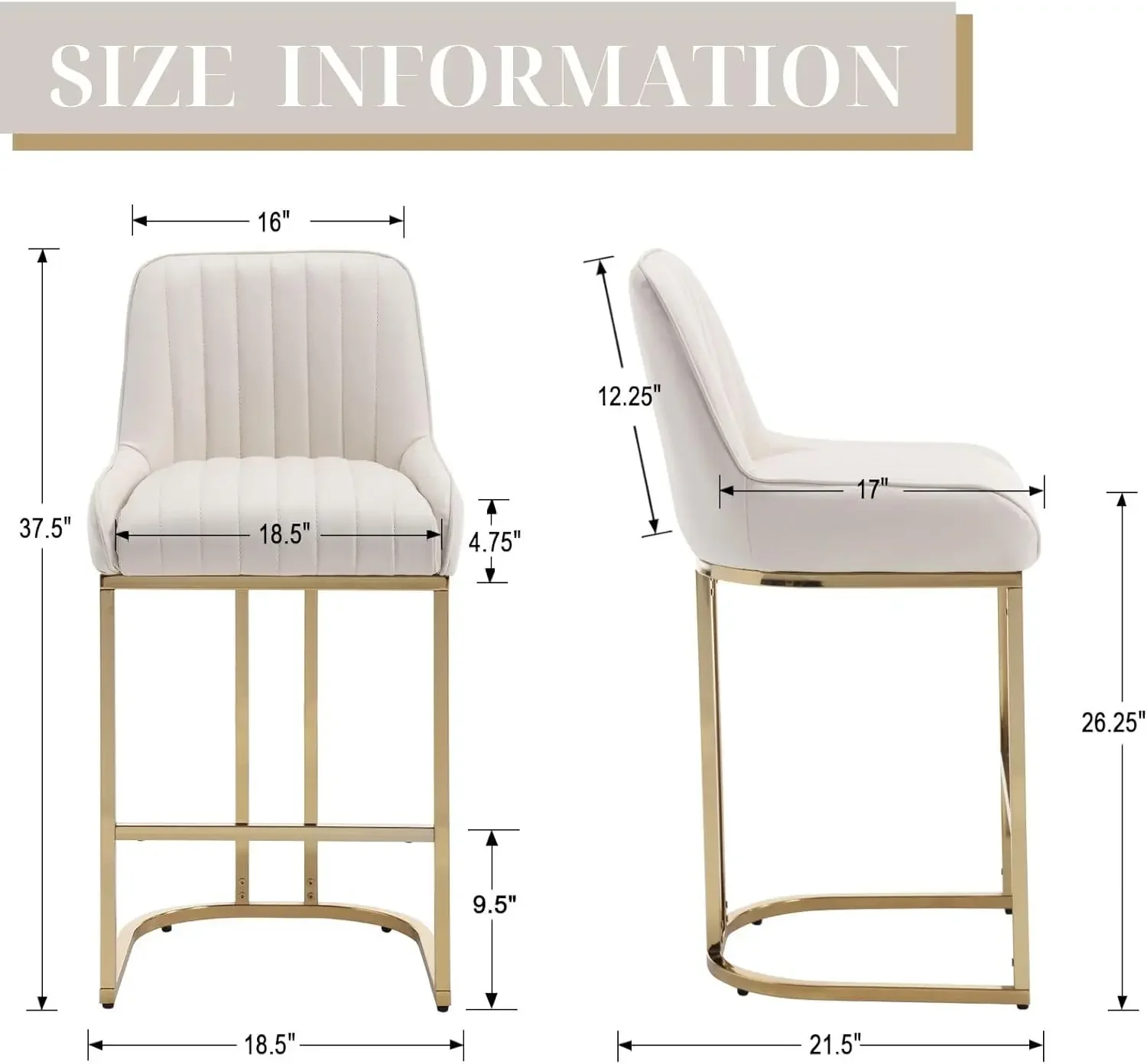 Кожаные табуреты со золотыми ножками 26-дюймовые современные барные стулья