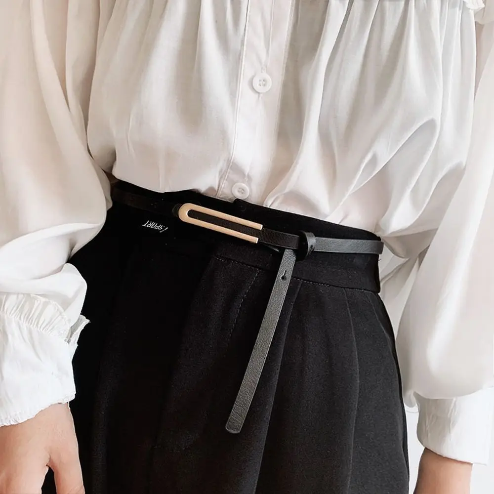 

Классический винтажный простой однотонный ремень из искусственной кожи с металлической пряжкой в Корейском стиле