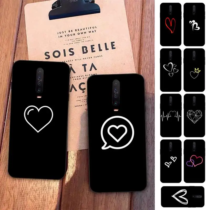 

Simple Lines Love Heart Phone Case for Redmi 5 6 7 8 9 A 5plus K20 4X S2 GO 6 K30 pro