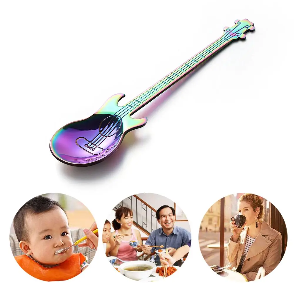 

Coffeeware Sugar Spoon Musical Coffee Spoons Mixing Spoons Stainless Steel Guitar Shape Coffee Scoops Coffee Teaspoons