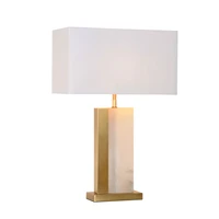 luxury decorate square alabaster stone base table lamp for bedroom decor lamp