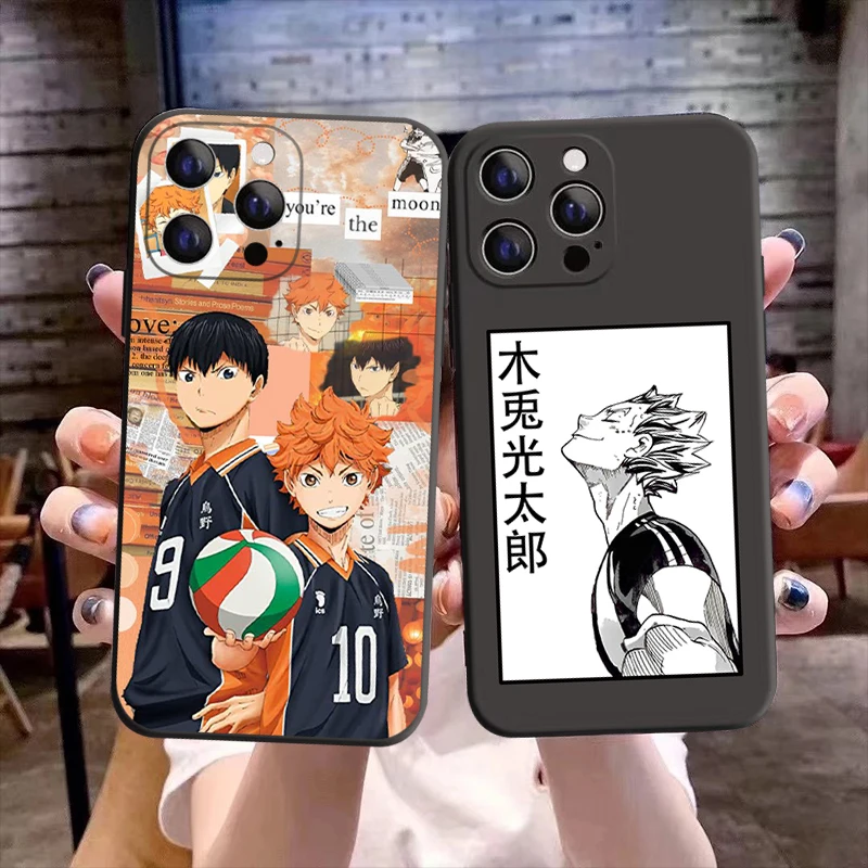 

Anime Haikyuu High School Volleyball Hinata Kageyama Tobio Phone case for iPhone11 12 13 14 Pro Max XR X XSMAX 14Plus Black case