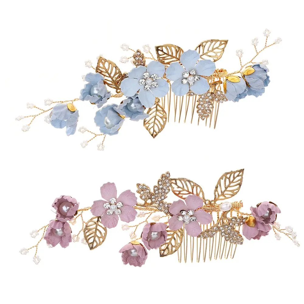 

Multicolor Romantic Crystal Crown Leaves Tiara Flower Hair Combs Bridal Comb Hair Pins Clips Wedding Hair Accessories